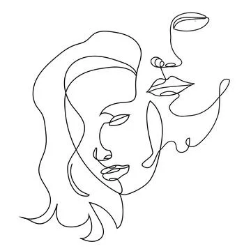 Vector linear illustration of the face of two women Stock Illustration