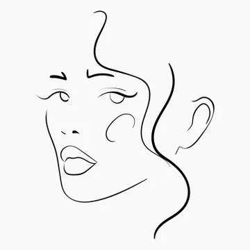 Vector linear illustration of a female face Stock Illustration