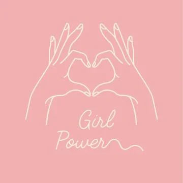 Vector linear illustration of female hands show heart silhouette. Heart shape Stock Illustration
