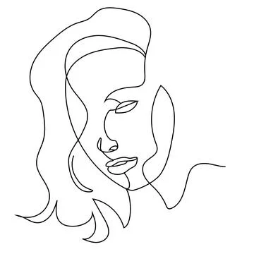 Vector linear illustration of a girl's head Stock Illustration