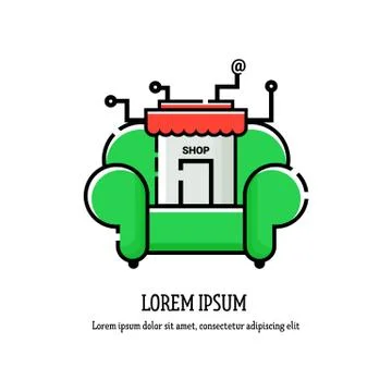 Vector linear illustration of mobile shopping Concept. Stock Illustration