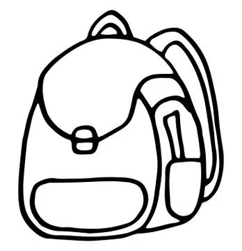 Vector linear illustration of a school bag. Hand drawn sketch backpack. Stock Illustration