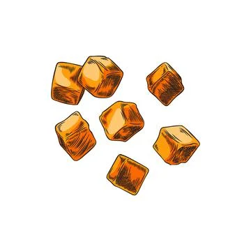 Vector linear illustrations of ripe yellow-orange mango slices hand-drawn 스톡 일러스트