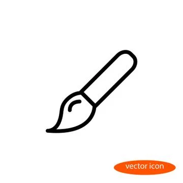 Vector linear image of an art brush for drawing with paints, a flat line icon Stock Illustration