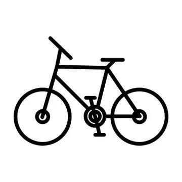 Vector linear image of a black contour of a simple bicycle, a flat line icon Stock Illustration