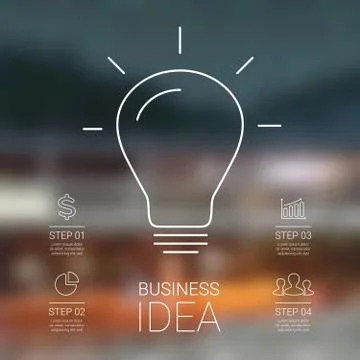 Vector linear light bulb infographic. Template for circle diagram, graph Stock Illustration