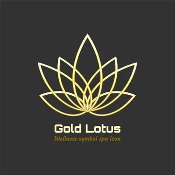Vector Linear lotus icon. Golden flower symbol Stock Illustration