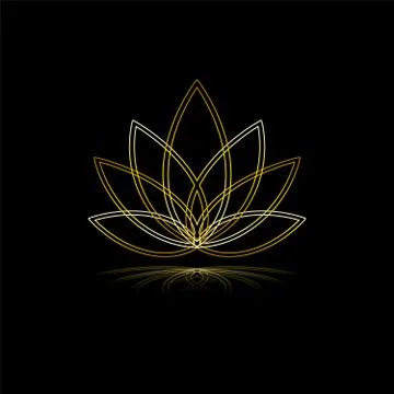 Vector Linear lotus icon. Golden flower symbol Stock Illustration