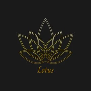 Vector Linear lotus icon. Golden flower symbol Stock Illustration