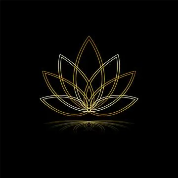 Vector Linear lotus icon. Golden flower symbol Illustrazione stock