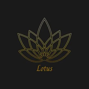 Vector Linear lotus icon. Golden flower symbol Stock Illustration