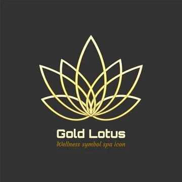 Vector Linear lotus icon. Golden flower symbol Stock Illustration