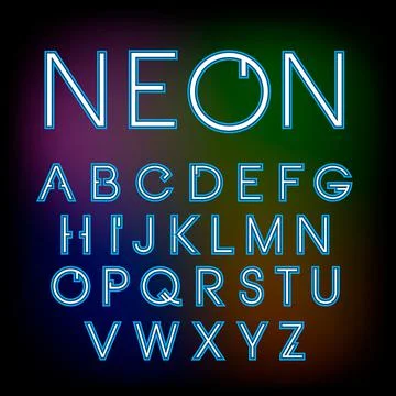 Vector linear neon font Illustrazione stock