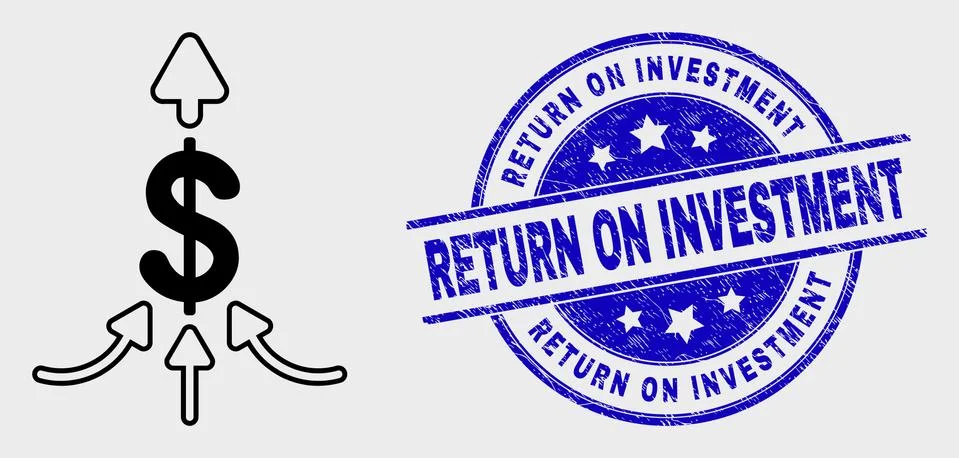 Vector Linear Payment Aggregator Icon and Scratched Return on Investment Seal Ilustración de archivo