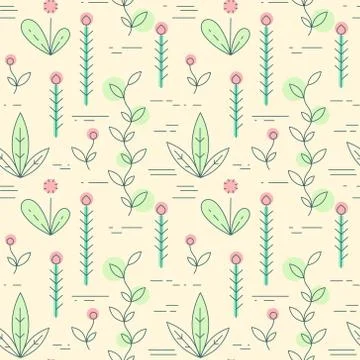 Vector linear plant icons pattern イラスト素材