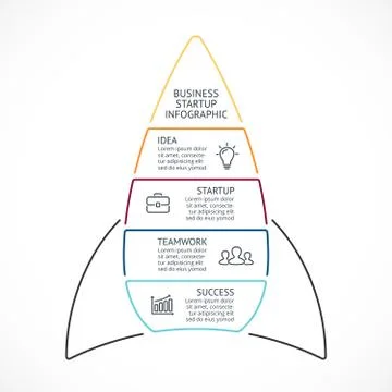 Vector linear rocket infographic, diagram chart, graph presentation. Business Stockillustratie