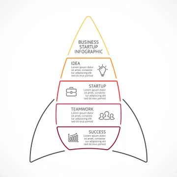 Vector linear rocket infographic, diagram chart, graph presentation. Business Stock Illustration