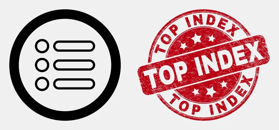 Vector Linear Rounded Items Icon and Scratched Top Index Watermark 스톡 일러스트
