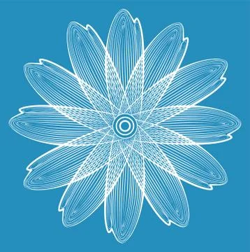 Vector linear stylized white flower Illustrazione stock