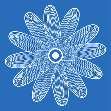 Vector linear stylized white flower Stock Illustration