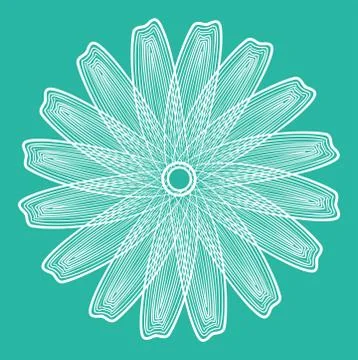 Vector linear stylized white flower on a green background Stock Illustration