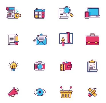 Vector linear universal web page symbols Stock Illustration