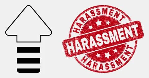 Vector Linear Update Arrow Icon and Scratched Harassment Stamp Illustrazione stock