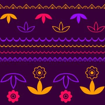 Vector lineart floral seamless pattern background Illustrazione stock