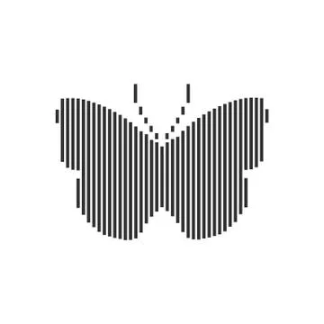 Vector lined silhouette of a butterfly on white background. Stock Illustration
