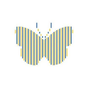 Vector lined silhouette of a butterfly on white background. Stock Illustration