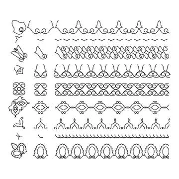 Vector lines, border divides set Stock Illustration