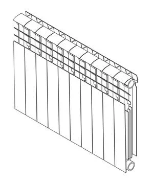 Vector link section heating radiator isometric Stock-Illustration