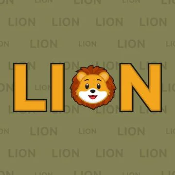 Vector lion logo with text Ilustración de archivo
