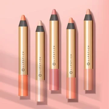 Vector Lip / Eyeshadow Pencil in Metallic Gold Coat Packaging Stock Illustration