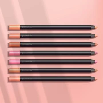 Vector Lip Pencil / Liner in Pink Background Stock Illustration
