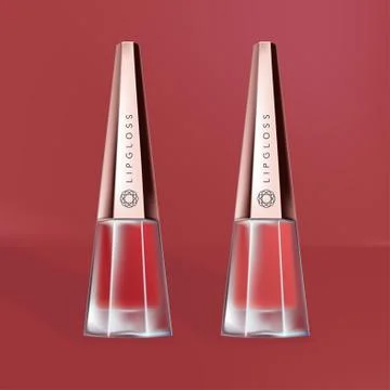 Vector Lipgloss / Nail Polish Bottle with Gold Cap in Rouge Background Stock Illustration