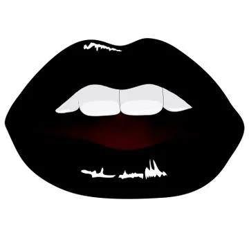 Vector lips in black color Stock Illustration