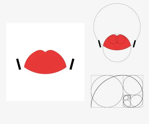 Vector lips in golden ratio style. Editable illustration Stock Illustration