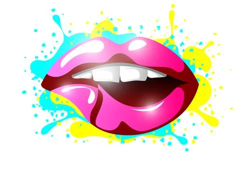 Vector lips in graphic style Stock Illustration