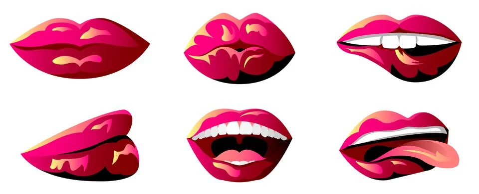 Vector lips in graphic style Stock Illustration