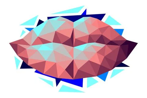 Vector lips in low poly style Stock Illustration