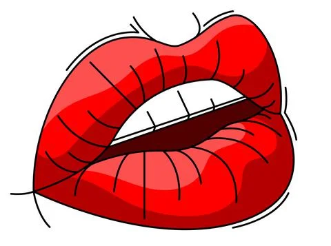 Vector lips in stroke style Stock Illustration