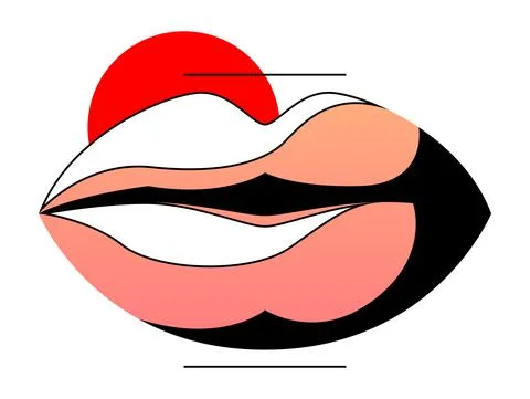 Vector lips in stroke style Stock Illustration