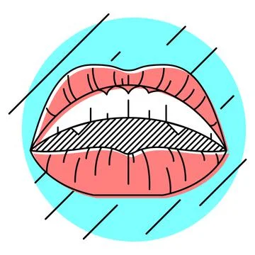 Vector lips in stroke style Stock Illustration
