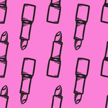 Vector lipstick seamless pattern. Modern texture. Repeating endless abstract  Stock Illustration
