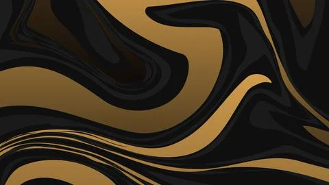 Vector liquid abstract background with marble texture. Dark gray, black and gold Stock Illustration