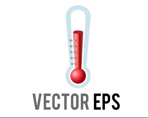 Vector liquid in glass thermometer icon with red liquid risen to measure temp Stock Illustration