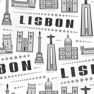 Vector Lisbon Seamless Pattern Ilustração Stock