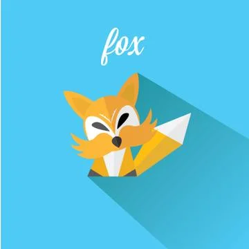 Vector little fox. fox flat icon Illustrazione stock