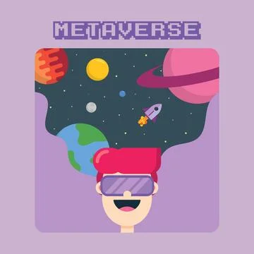 Vector of Live in Metaverse Background. Perfect for metaverse design, metaverse  Stock Illustration